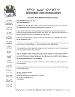 2017 – 04 – 20 – QIA Baffinald arbitration hearings